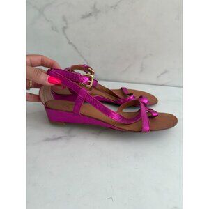 ASH Metallic Pink Leather Wedges Sandals Size 38 / US 8